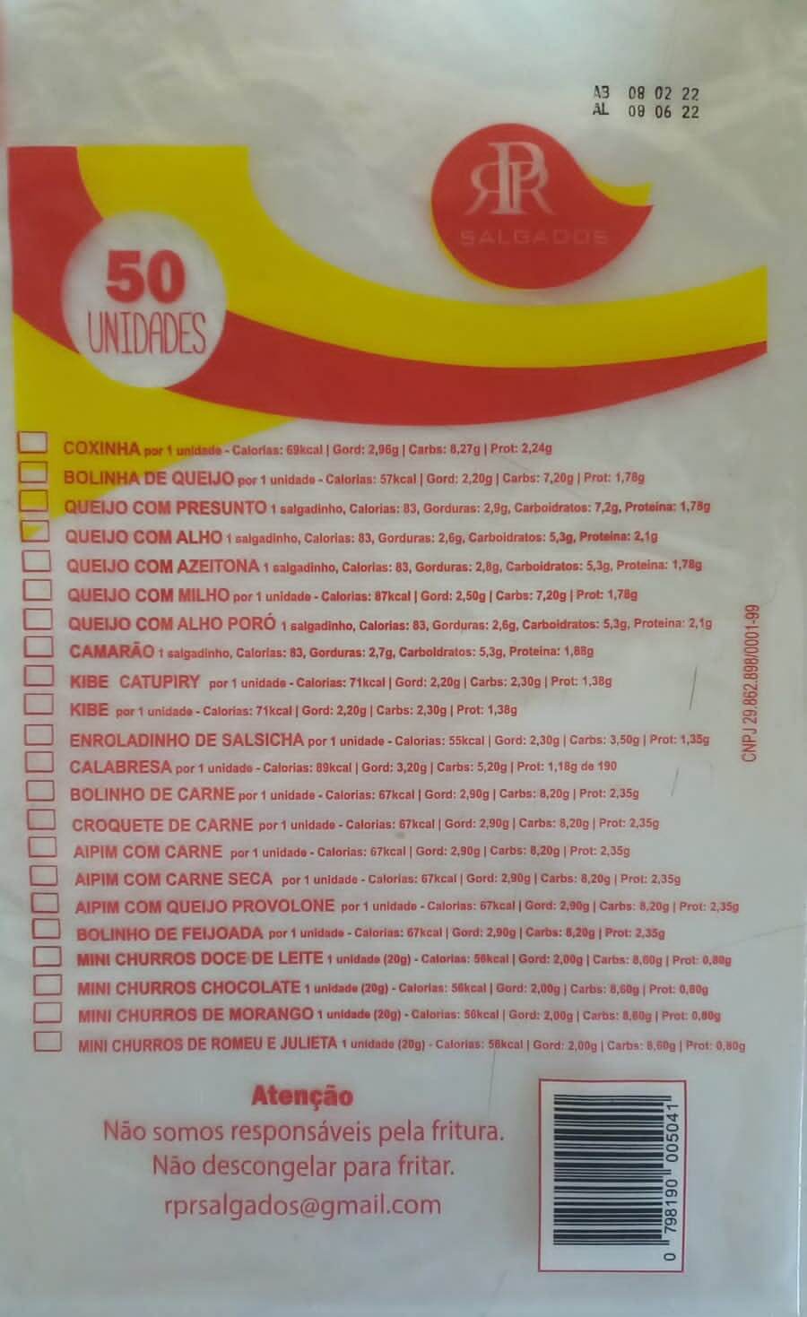 rpr salgados saco pebd